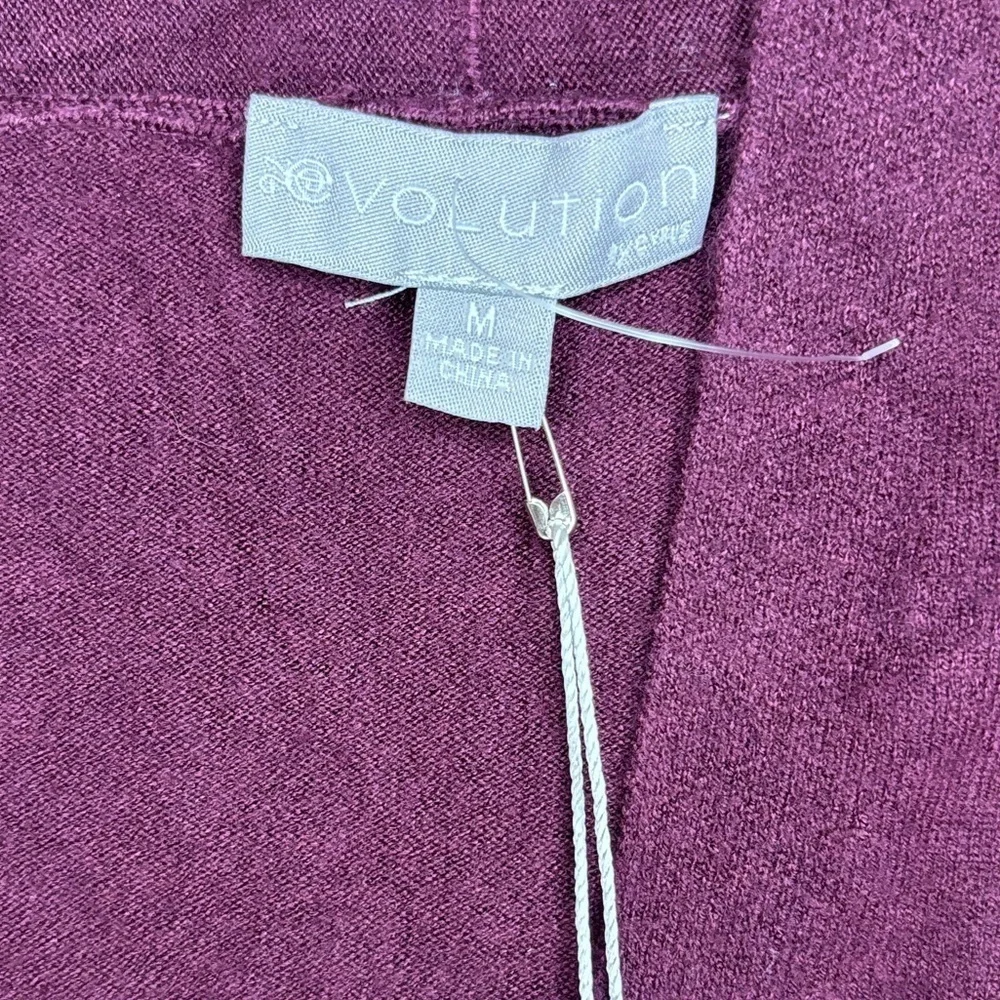 Evolution by Cyrus Burgundy Open Front Cardigan Sweater | Size M | Long Sleeve |